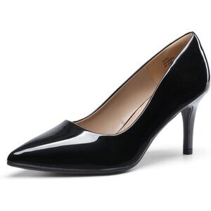 Dream Pair Women Black Pat Faux Leather Kucci Pointed Toe High Heel Pumps Shoes